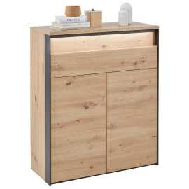 Voleo SKRINKA NA TOPÁNKY, čierna, dub artisan, 87,7/105,6/37,8 cm.