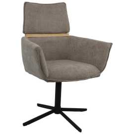 MID.YOU STOLIČKA S PODRÚČKAMI, železo, tkaná textília, svetlohnedá.