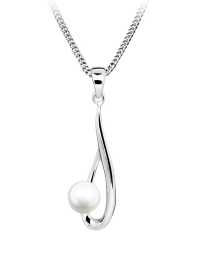 Silver Cat Pôvabný strieborný náhrdelník s pravou perlou Pearls SC611 (retiazka, prívesok).