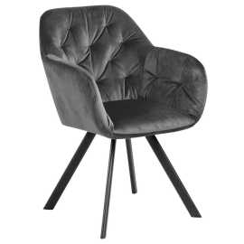 Carryhome STOLIČKA S PODRÚČKAMI, zamat, tmavosivá.