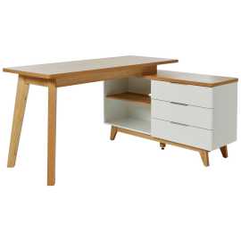 Livetastic ROHOVÝ PÍSACÍ STÔL, biela, farba duba, 140/118/76 cm.