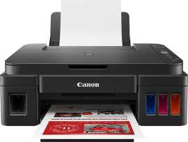 Canon PIXMA G3410 2315C009 atramentová multifunkcia.
Kompaktná, doplniteľná multifunkčná tlačiareň s Wi-Fi a vysokou výťažnosťou pre cenovo dostupnú tlač v domácnosti alebo podniku z inteligentných zariadení a cloudu.Všeobecné špecifikácieFunkcie: Wi-Fi, tlač, kopírovanie, skenovanie, softvér Cloud LinkŠpecifikácia tlačiarneRozlíšenie tlače: Až 4 800 × 1 200 dpi
Technológia tlače: 2 kazety FINE (čierna a farebná)
Rýchlosť čiernobielej tlače: Približne 8,8 obr./min
Rýchlosť farebnej tlače: Približne 5 obr./min
Bezokrajová tlač: ÁnoKazety a výťažnosť A4:
GI-490 (PGBK) - 6 000 strán
GI-490 (C) - 7 000 strán
GI-490 (M) - 7 000 strán
GI-490 (Y) - 7 000 stránMaximálna vstupná kapacita zásobníka: papiera: zadný podávač max.
Plochý skener fotografií a dokumentov so snímačom CIS

Rýchlosť skenovania: približne 19s
Rozlíšenie skenera: 600 × 1 200 dpi
Maximálna veľkosť dokumentu: 216 × 297 mmKopírovanie
Rýchlosť kopírovania: sFCOT: približ.
Viacnásobné kopírovanie: 20 kópií (max.)Typ rozhrania:
Displej LCD (1,2