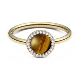 Daniel Wellington Pozlátený prsteň s tigriím okom a kryštálmi Audrey DW0040122 62 mm.