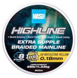 Nash splietaná šnúra highline extra supple braid uv yellow 600 m - 0,18 mm 11,33 kg.