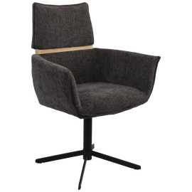 MID.YOU STOLIČKA S PODRÚČKAMI, železo, tkaná textília, tmavosivá.