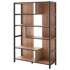 Carryhome REGÁL, antracitová, farba duba, 116/175/40 cm.