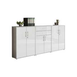 MID.YOU SKRINKA NA DOKUMENTY, sivá, biela s vysokým leskom, 253,2/113,6/33 cm.