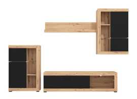 Obývacia stena s osvetlením jonah - čierna/dub artisan.

 

Televízny stolík sa skladá z výklopných dvierok a otvoreného priestoru s presklenou policou.

 

Stena je vyrobená z kvalitného lamina hrúbky 16mm, ktoré poteší nenáročnou údržbou a odolnosťou proti poškodeniu a vlhkosti.

 

Obývaciu stenu Jonah v inom farebnom prevedení nájdete nižšie v súvisiacich produktoch.