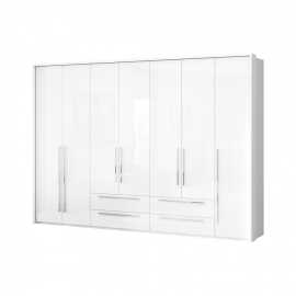 Sedemdverová skriňa tiana-biela - p76b/pn s osvetlením.

 

Všetky viditeľné strany skrine sú potiahnuté vysoko lesklým UV lakom, ktorý je štyrikrát odolnejší voči fyzickému poškodeniu v porovnaní so štandardným lakom, v tomto prípade odtieňom v krištáľovo bielej farbe.

 

Varianty sedemdverových skríň bez zásuviek:


	P7/PN - Skriňa v základnom prevedení – 317x224x56cm (š, v, h), hmotnosť 276,52kg
	P7A/PN - Skriňa obohatená o ozdobný rám – 322x226x60cm (š, v, h), hmotnosť 299,32kg
	P7B/PN - Skriňa obohatená o ozdobný rám s osvetlením - 322x226x60cm (š, v, h), hmotnosť 299,77kg


Skriňa sa skladá z troch rovnakých dvojdverových častí, ktoré obsahujú vždy tri široké police a jednu širokú šatníkovú tyč.

 

Varianty sedemdverových skríň s jednou zásuvkovou časťou:


	P72/PN - Skriňa v základnom prevedení - 317x224x56cm (š, v, h), hmotnosť 283,23kg
	P72A/PN - Skriňa obohatená o ozdobný rám – 322x226x60cm (š, v, h), hmotnosť 306,03kg
	P72B/PN - Skriňa obohatená o ozdobný rám s osvetlením – 322x226x60cm (š, v, h), hmotnosť 306,48kg


Dvojdverové časti skrine bez zásuviek obsahujú vždy tri široké police a jednu širokú šatníkovú tyč.

 

Varianty sedemdverových skríň s dvoma zásuvkovými časťami:


	P74/PN - Skriňa v základnom prevedení - 317x224x56cm (š, v, h), hmotnosť 289,94kg
	P74A/PN - Skriňa obohatená o ozdobný rám – 322x226x60cm (š, v, h), hmotnosť 312,74kg
	P74B/PN - Skriňa obohatená o ozdobný rám s osvetlením – 322x226x60cm (š, v, h), hmotnosť 313,19kg


Dvojdverová časť skrine bez zásuviek obsahuje tri široké police a jednu širokú šatníkovú tyč.

 

Varianty sedemdverových skríň s tromi zásuvkovými časťami:


	P76/PN - Skriňa v základnom prevedení - 317x224x56cm (š, v, h), hmotnosť 296,65kg
	P76A/PN - Skriňa obohatená o ozdobný rám – 322x226x60cm (š, v, h), hmotnosť 319,45kg
	P76B/PN - Skriňa obohatená o ozdobný rám s osvetlením – 322x226x60cm (š, v, h), hmotnosť 319,9kg


Každá z dvojdverových častí so zásuvkami ponúka okrem dvoch zásuviek aj jednu policu a jednu šatníkovú tyč.

 

Pomocou doplnkového vybavenia, ktoré nájdete v súvisiacom tovare nižšie, si môžete každú zo skríň ešte viac prispôsobiť svojim potrebám.

Všetky produkty z kolekcie Tiana nájdete nižšie v súvisiacom tovare.