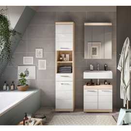 MID.YOU KÚPEĽŇA dub sonoma, biela s vysokým leskom.