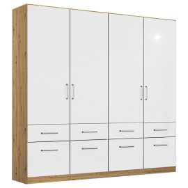 Rauch Möbel SKRIŇA S OTOČNÝMI DVERAMI, dub artisan, biela s vysokým leskom, 181/197/54 cm.