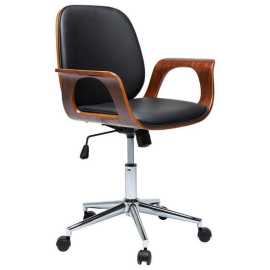 Kare-Design OTOČNÁ STOLIČKA, vzhľad kože, čierna, farba orecha.