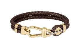 Hugo Boss Módny dvojitý náramok z hnedej kože 1580700 19 cm.