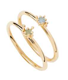 PDPAOLA Set pozlátených prsteňov so zirkónom Les Fleurs Colors AN01-C94 48 mm.