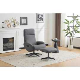 Livetastic RELAXAČNÉ KRESLO S PODNOŽKOU, textil, sivá.