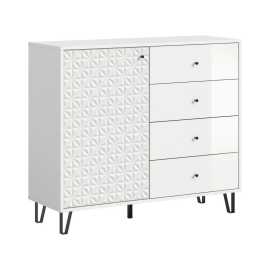 Livetastic VYSOKÁ KOMODA, biela s vysokým leskom, 110/96/40 cm.