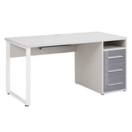 Sconto Písací stôl MUDDY sivá/sivé sklo, so zásuvkami.