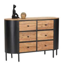 Ambia Home KOMODA, akácia, čierna, farba akácie, 120/83/40 cm.