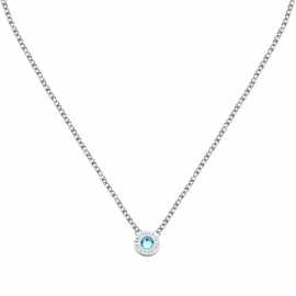 Trussardi Módny oceľový náhrdelník s modrým kryštálom T-Logo TJAXC109.