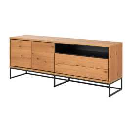 MID.YOU KOMODA, čierna, farba duba, 197,8/75,8/45 cm.