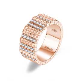 Rosato Blyštivý bronzový prsteň so zirkónmi Cubica RZCU58 58 mm.