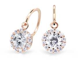 Cutie Jewellery Krásne detské náušnice z ružového zlata C2745-10-X-4 biela.