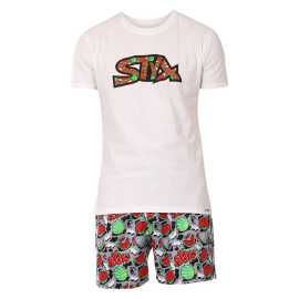 Pánske pyžamo Styx melóny (PKP1459) XL.
Doprajte si pohodlný spánok a štýlové chvíle doma s pánskym pyžamom Styx, ktoré je kompletne vyrobené v Českej republike.
Vysoko kvalitný materiál pre pohodlné nosenie
Tričko je vyrobené z príjemnej bavlny, ktorá je mäkká, priedušná a poskytne vám maximálny komfort počas celej noci.
Moderný dizajn, ktorý si zamilujete
Tričko s krátkymi rukávmi dopĺňajú boxerky s klasickým elastickým pásom, ktorý je pohodlný a zostáva presne tam, kde má.
Prečo vyskúšať pánske pyžamo Styx

Celkom vyrobené v Českej republike: Česká značka s tradíciou a poctivým spracovaním.
Kombinácia bavlny a bavlneného saténu: Mäkkosť, ľahkosť a priedušnosť v jednom.
Štýlový a moderný vzhľad: Tričko s logom a farebné boxerky vás odlíšia od davu.

Spodná bielizeň Styx patrí medzi najobľúbenejšie
Česká značka Styx je medzi zákazníkmi známa predovšetkým svojimi boxerkami s originálnymi vzormi v odvážnych farbách.
Ako sa starať o pánske pyžamy Styx
Aby vaše pyžamy vyzerali čo najdlhšie ako nové, odporúčame dodržiavať tieto pokyny na údržbu.

Pranie: Perte na 30 °C, ideálne naruby, aby sa potlač na tričku a farby boxeriek zachovali dlhšie.
Sušenie: Sušenie v sušičke sa neodporúča – materiály môžu stratiť svoj tvar a mäkkosť.
Žehlenie: Áno, pyžamo môžete žehliť – tričko aj šortky môžete žehliť pri strednej teplote.

Tip: Vaše obľúbené spodné prádlo si zaslúži šetrné zaobchádzanie.