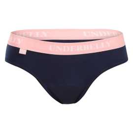 Menštruačné nohavičky Underbelly Univers modré (UNIVERS-MO-RU-2-MM) M.
Chcete sa počas menštruácie cítiť pohodlne, sebavedome a úplne prirodzene?
Extrémne mäkký materiál na každodenné nosenie
Nohavičky Underbelly sú vyrobené z prémiovej kombinácie mikromodalu a elastanu.
Elegantný strih a farby, ktoré vyhovujú vášmu štýlu
Nohavičky Underbelly majú klasický strih s nízkym pásom, ktorý krásne sedí pod akýmkoľvek oblečením – od džínsov po legíny.
Prečo vyskúšať nohavičky Underbelly

Ultra tenký dizajn: Nie sú viditeľné ani pod priliehavým oblečením.
Mäkký a absorpčný materiál: Ideálny pre citlivú pokožku.
Štýlová univerzálnosť: Elegantný a športový vzhľad zároveň.

Underbelly pre pohodlné dni
Značka Underbelly sa špecializuje na menstruačné spodné prádlo, ktoré sa vyrába výhradne v Českej republike a spája spoľahlivosť, pohodlie a moderný dizajn.
Ako správne starať o menstruačné nohavičky Underbelly

Pred prvým použitím: Predtým, ako si nové menstruačné nohavičky alebo plavky oblečiete po prvýkrát, je potrebné ich vyprať – buď ručne, alebo v práčke na jemný cyklus pri 40 °C.
Po každom použití: Najskôr spodnú bielizeň dôkladne opláchnite studenou vodou.
Pranie: Po opláchnutí môžete nohavičky alebo plavky prať v práčke – ideálne v ochrannom vrecku, na jemný cyklus pri 40 °C.
Sušenie: Menštruačné spodné prádlo by sa nemalo sušiť v sušičke ani na radiátore.
Žehlenie: Nehlaďte nohavičky ani plavky.

Tip: Keď nájdete menstruačné spodné prádlo, ktoré vám sedí a vyhovuje, zaslúži si tú najlepšiu starostlivosť.