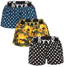 3PACK dámske trenky Styx art športová guma viacfarebné (3T15901) L, trenírky.
Hľadáte pohodlné a štýlové šortky, ktoré vám určite zlepšia náladu?
Kvalitný materiál na každodenné nosenie
Dámske šortky Styx Art sú vyrobené zo 100 % bavlny.
Veselý dizajn a pohodlný strih
Dámske šortky Styx sú dokonale funkčné a štýlové.
Prečo si zamilujete dámske šortky Styx?

100 % bavlna: Priedušné, mäkké a príjemné na dotyk.
Veselý dizajn: Originálne a hravé vzory v žiarivých farbách rozžiaria váš deň.
Voľný strih pre maximálne pohodlie: Ideálne na spanie a na doma.
Vytkávaná guma v páse: Netlačí a dobre sedí.
Vyrobené v Českej republike: Česká kvalita a precízne spracovanie.

Spodná bielizeň Styx je jednou z najobľúbenejších
Česká značka Styx je medzi zákazníkmi známa najmä vďaka svojej spodnej bielizni s neotrelými vzormi vo výrazných farbách.
Ako sa starať o svoje obľúbené šortky Styx?
Aby vaše nové šortky vydržali dlho v perfektnom stave, odporúčame dodržiavať tieto tipy.

Pranie: Odporúčané na 30 °C, aby sa zachovala mäkkosť a kvalita potlače.
Sušenie: Sušenie v bubnovej sušičke: Nie je vhodné sušiť v bubnovej sušičke, uprednostnite sušenie na vzduchu.
Žehlenie: Áno, pri nižšej teplote (odporúčame žehliť naruby).

Tip: Nájsť ten správny kus spodnej bielizne, ktorý vám dokonale padne, môže byť náročné.