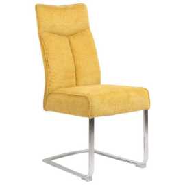 Novel STOLIČKA S PRUŽNÝM PODNOŽÍM, tkaná textília, žltá, farba ušľachtilej ocele.