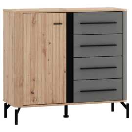 MID.YOU KOMODA, grafitová, čierna, dub artisan, 102,5/94/40 cm.