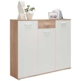 Carryhome SKRINKA NA TOPÁNKY, biela, dub sonoma, 136/118/36 cm.