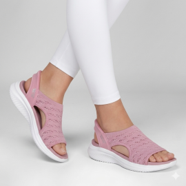 Skechers ultra flex 3.0 sandal - sun w slip-ins 37. Obujte si topánky, vyjdite von a užite si leto naplno  Sandále Skechers Ultra Flex 3.0 - Sun Warmthprinášajú dokonalú kombináciu štýlu, pohodlia a moderných technológií. Vďaka systému Hands Free Slip-ins® si ich obujete za pár sekúnd bez ohýbania, zatiaľ čo elastický zvršok zo sieťoviny sa prispôsobí vašej nohe. Mäkká stielka Yoga Foam® zaručuje pohodlie pri každom kroku - či už sa chystáte do mesta, na dovolenku alebo na letnú prechádzku. Navyše sú vyrobené z recyklovaných materiálov, takže sú šetrnejšie k našej planéte. Výhody  Hands Free Slip-ins® - ľahko sa obúvajú bez použitia rúk. Heel Pillow™ na mäkké a stabilné obutie päty. Stielka Yoga Foam® pre mimoriadne pohodlné došľapovanie. Vyrobené z recyklovaných materiálov - súčasť kolekcie Our Planet Matters®. Pružný a priedušný zvršok z pletenej sieťoviny.   Perfektné sandále pre ženy, ktoré chcú štýl, pohodlie a ľahkosť pri každom letnom kroku. Vrch - textília  Textilné vrchy sú úplne ideálne pre svoju priedušnosť do teplejších dní. Len pozor na odieranie, s odolnosťou je to trochu horšie ako napríklad pri koži.Technológia Heel Pillow™: tento prvok je umiestnený v oblasti päty a jeho úlohou je zabezpečiť, aby noha pevne sedela v topánke bez vykĺznutia. Polstrovanie v oblasti päty poskytuje dodatočné pohodlie a zároveň zabezpečuje stabilitu pri chôdzi.Jednoduché nosenie a pohodlný dizajn, stačí len vstúpiť a odísť. Vstúpte do štýlu a pohodlia bez námahy so Skecher Hands Free Slip-ins™.