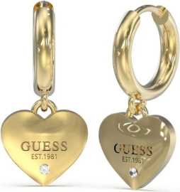 Guess Srdiečkové kruhové náušnice z ocele Huggie Me JUBE03145JWYGT/U. Šperky značky Guess sú dodávané v originálnom látkovom sáčku s logom značky. Krabička nie je súčasťou balenia .