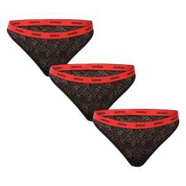3PACK dámska tangá HUGO čierne (50535265 002) 3XL. Buďte sama sebou, štýlová a úplne pohodlná – dámske tangá HUGO
Objavte tangá, ktoré spájajú športový štýl, elegantný vzhľad a maximálne pohodlie. Dámske tangá HUGO perfektne sedia, zdôrazňujú vaše krivky a posilňujú vaše sebavedomie v každej situácii. Či už hľadáte spodnú bielizeň, ktorú môžete nosiť pod tesným oblečením, alebo si chcete užívať úplnú voľnosť pohybu, tangá HUGO sú tou správnou voľbou.
Pohodlný materiál, ktorý perfektne sedí
Tanga HUGO sú vyrobené z mäkkého a ľahkého syntetického vlákna v kombinácii polyamidu a elastanu. Táto kombinácia zaisťuje, že spodná bielizeň perfektne sedí na tele, zároveň je priedušná, rýchlo schne a je veľmi odolná. Elastan poskytuje potrebnú pružnosť, vďaka čomu sa tangá prispôsobia každému pohybu bez toho, aby vás obmedzovali.
Strih, ktorý zdôrazňuje vaše prednosti
Jemný čipkový vzor je ideálny pre každú ženu, ktorá sa chce cítiť zvodná a neodolateľná za každých okolností. Charakteristický vytkaný pás dodáva spodnej bielizni moderný a sebavedomý nádych. Tanga majú nízky pás a úzky strih vzadu – ideálne pre priliehavé oblečenie alebo šaty, kde nechcete, aby bola spodná bielizeň viditeľná. Kombinácia elegancie a športového štýlu zaručuje, že sa budete cítiť skvele a vyzerať ešte lepšie.
Prečo vyskúšať dámske tangá HUGO

Luxusný čipkový dizajn s tkanou elastickou páskou: Štýlový vzhľad, ktorý kombinuje eleganciu s modernými športovými prvkami.
Pohodlný a pružný materiál: Mäkký na dotyk, priedušný a dokonale sa prispôsobí telu.
Pohodlné nosenie na každú príležitosť: Tanga sú pod oblečením takmer neviditeľné a hodia sa na každodenné nosenie aj na špeciálne príležitosti.

Spodná bielizeň HUGO pre milovníkov pohodlia a luxusu
Značka spodnej bielizne Hugo patrí do rodiny odevov Hugo Boss a vyznačuje sa vysokou kvalitou materiálov a precíznym spracovaním. Spodná bielizeň Hugo je určená predovšetkým pre mladších zákazníkov a ponúka nadčasové strihy v moderných dizajnoch, plné výrazných farieb a vzorov, ktoré oslovia aj tých najnáročnejších mužov a ženy.
Ako sa starať o tangá HUGO
Aby vaša obľúbená spodná bielizeň zostala dlho v perfektnom stave, odporúčame dodržiavať tieto pokyny na údržbu.

Pranie: Odporúčame prať nohavičky pri maximálnej teplote 30 °C. Tento jemný cyklus pomáha zachovať mäkkosť a pružnosť materiálu. Používajte jemné pracie prostriedky bez bielidiel alebo aviváže, ktoré by mohli poškodiť štruktúru čipky.
Sušenie: Nohavičky nesušte v sušičke – horúci vzduch môže poškodiť elastické vlákna a jemnú čipku. Najlepšie je sušiť ich na vzduchu, ideálne v tieni, aby sa zabránilo vyblednutiu farieb.
Žehlenie: Nežehli ich. Umelé vlákna a krajkové detaily nie sú určené na žehlenie a hrozí ich poškodenie.

Tip: Nájdenie správneho kusu spodnej bielizne, ktorý vám perfektne sedí, môže byť niekedy náročné. Keď ho nájdete, stojí za to sa oň dobre starať, aby vám vydržal čo najdlhšie. Tipy, ako na to, nájdete v našom článku.
