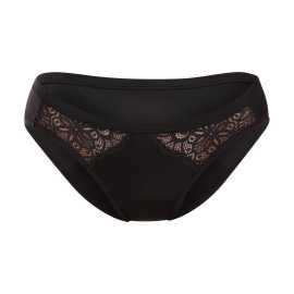 Menštruačné nohavičky Maidenform Moderate čierne (DMLBKM XBK) M. Menštruačné nohavičky Maidenform - štýl a ochrana v jednom
Menštruačné nohavičky Maidenform spájajú elegantný dizajn s praktickou funkčnosťou. Vďaka použitiu mäkkého nylonu a čipky sa budeš cítiť pohodlne a štýlovo, a to aj počas tvojich dní. Nohavičky sú vhodné na ľahkú až stredne silnú menštruáciu, poskytujú spoľahlivú ochranu a sú navrhnuté tak, aby sadli aj plnoštíhlym ženám.
Kvalitný materiál, ktorý ťa bude rozmaznávať
Nohavičky Maidenform sú vyrobené z kombinácie polyamidu a elastanu. Tento materiál poskytuje pružnosť, mäkkosť a odolnosť, ktorá sa prispôsobí tvojim potrebám. Absorpčná časť je tenká, čo zaručuje pohodlie a neviditeľnosť nohavičiek, ale zároveň účinne chráni. Zároveň sú nohavičky mäkké a hladké na pokožke, čo oceníš počas rušnejších dní.
Moderný vzhľad a dokonalé pohodlie
Kombinácia čipky a hladkého materiálu na prednej strane vytvára elegantný a ženský vzhľad. Bikinový strih so zníženým pásom zaručuje pohodlné nosenie a všestranné použitie, nohavičky sa ľahko schovajú pod akékoľvek oblečenie. Vďaka diskrétnemu dizajnu sú menštruačné nohavičky Maidenform na nerozoznanie od bežných, takže ti ľahko zvýšia sebavedomie aj v tých najťažších dňoch.
Prečo stoja menštruačné nohavičky Maidenform za vyskúšanie

Spoľahlivá ochrana: Tenšia absorpčná vrstva nohavičiek je ideálna pre slabú až stredne silnú menštruáciu a poskytuje maximálne pohodlie a bezpečnosť počas celého dňa.
Štýlový dizajn: Kombinácia hladkého nylonu a elegantnej čipky dodáva nohavičkám nádych ženskosti a elegancie, vďaka čomu sú vhodné na každodenné nosenie aj na špeciálne príležitosti.
Univerzálny strih: Pohodlné bikiny sú navrhnuté tak, aby sa prispôsobili rôznym typom postavy vrátane plnoštíhlych, čo zaručuje pohodlie počas náročných dní.

Spodná bielizeň Maidenform - od žien pre ženy
Americká značka Maidenform sa pýši dôvernou znalosťou ženského tela a jeho potrieb. Vďaka precíznym strihom, ktoré sa prispôsobia tvojej postave, a kvalitným materiálom sa budeš cítiť sebaisto počas menštruácie aj každodenného nosenia. Elegantný a nadčasový dizajn je hitom aj pre tvoj životný štýl.
Ako sa správne starať o nové menštruačné nohavičky/plavky

Pred prvým použitím: Pred prvým obliekaním nových menštruačných nohavičiek alebo plaviek by si ich mala vyprať - buď ručne, alebo v práčke na šetrný program do 40 °C. Tým sa aktivujú absorpčné vrstvy a spodná bielizeň sa pripraví na správne fungovanie. Nepridávaj zmäkčovadlá ani bielidlá, pretože môžu zhoršiť funkčnosť.
Po každom použití: Bielizeň najprv dôkladne vypláchni v studenej vode. Tento krok je nevyhnutný - studená voda pomáha odstrániť krv, zatiaľ čo horúca voda by ju mohla „vtiahnuť“ do vlákien a vytvoriť škvrny.
Pranie: Po opláchnutí môžeš nohavičky alebo plavky vyprať v práčke - ideálne v ochrannom vrecku, na šetrný program do 40 °C. Vyhni sa zmäkčovačom a bielidlám, ktoré znižujú savosť a nepriepustnosť materiálu.
Sušenie: Menštruačná bielizeň nepatrí do sušičky ani na kúrenie. Suš ju voľne na vzduchu, najlepšie v tieni - vysoké teploty môžu poškodiť funkčné vrstvy a skrátiť životnosť bielizne.
Žehlenie: Nežehli nohavičky ani plavky. Teplo zo žehličky môže nenávratne poškodiť nepremokavú membránu, a tým aj funkčnosť celého odevu.

Tip: Keď nájdeš menštruačnú bielizeň, ktorá ti sedí a je príjemná na dotyk, zaslúži si tú najlepšiu starostlivosť. Pri správnej starostlivosti ti bude spoľahlivo slúžiť naozaj dlho. Rady, ako na to, nájdeš v našom článku.