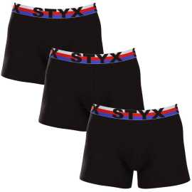 3PACK pánske boxerky Styx long športová guma čierne trikolóra (3U1960) L, trenky. Kto neskáče nie je Čech! A kto chce svoje fandenie posunúť na ďalšiu úroveň, nosia boxerky Styx s českou trikolórou. Ich strih ťa neobmedzuje ani pri divokých oslavných tančekoch a príjemný materiál sa hodí na všetky špeciálne príležitosti nielen so slovenským športom. Hop, hop, hop!
Športové boxerky Styx pre dokonalé pohodlie
Pánske boxerky Styx patria k našim najpredávanejším produktom a my sa tomu rozhodne nečudujeme. Ich priliehavý strih ti dokonale sadne a vďaka dlhším nohavičkám sú skvelé na každodenné nosenie. Boxerky Styx v prevedení „šport“ sú vyrobené zo super hebkého materiálu – antibakteriálny modal v kombinácii s elastanom a bavlnou ťa budú rozmaznávať po celý deň, či už ťa čaká pracovná porada alebo výnimočný športový výkon. Vytkávaná guma v páse podčiarkuje športový charakter boxeriek. Navyše ju zdobí česká trikolóra, ktorá vzdáva holt českým fanúšikom aj športovcom.
V tomto balení získaš za skvelú cenu hneď 3 podarené kúsky, takže sa ti nestane, že by si na ďalší zápas nemal čo na seba.
Spodná bielizeň Styx pre štýlových mužov
Česká značka spodnej bielizne Styx patrí k tým najobľúbenejším, čo nás teší aj preto, že patrí k našim privátnym značkám. Všetky jej produkty sme osobne vyskúšali, takže si sme istí, že dostaneš tú najlepšiu kvalitu. Styx je známa predovšetkým pre svoje trenírky s výrazným dizajnom, ale na zahodenie nie sú ani ďalšie kúsky, ako napríklad ponožky alebo dámske trenírky.