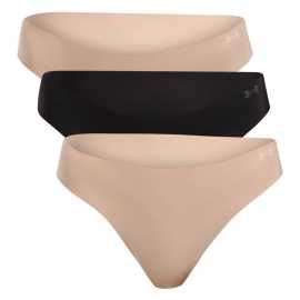 3PACK dámske tangá Under Armour viacfarebné (1383893 011) XS. Neviditeľné pohodlie na každý deň - dámske bezšvové tangá Under Armour
Hľadáte spodnú bielizeň, ktorá nebude vidieť pod legínami, šatami alebo priliehavými nohavicami? Bezšvové tangá od značky Under Armour vás potešia svojou ľahkosťou, pohodlím a funkčným dizajnom. Ideálna voľba na šport, každodenné nosenie a na chvíle, keď chcete byť v pohybe bez obmedzení.
Funkčný materiál, ktorý vás podrží
Dámske tangá Under Armour sú vyrobené z mäkkých a elastických umelých vlákien. Táto kombinácia zaručuje vynikajúcu pružnosť, rýchle schnutie a bielizeň sa dokonale prispôsobí tvaru vášho tela. Syntetické vlákno je ideálne pre aktívne ženy - neškriabe, neodiera pokožku a zachováva si svoj tvar aj pri častom praní.
Bezšvová konštrukcia - žiadne odreniny, žiadne viditeľné okraje
Vďaka bezšvovej technológii sa môžete rozlúčiť s nepríjemnými otlakmi a nevzhľadnými kontúrami pod oblečením. Bielizeň dokonale splynie s pokožkou, zostane na svojom mieste a nebude sa zrolovať ani zarezávať. Horný lem je hladký a mäkký - žiadna guma, ktorá by tlačila. Dámske tangá Under Armour sú navrhnuté pre maximálnu voľnosť a pohodlie - či už sa chystáte do práce, na dlhý výlet alebo náročný tréning.
Výhody tielok Under Armour, ktoré oceníte

Bezšvová konštrukcia: neviditeľná pod oblečením, žiadne zarezávanie ani nepohodlie.
Ľahký, funkčný materiál: rýchloschnúci, elastický a jemný k pokožke.
Všestranné: Skvelé na šport, aktívny deň aj pohodlné nosenie doma.

Spodná bielizeň Under Armour pre aktívny životný štýl
Značku Under Armour založil bývalý hráč amerického futbalu Kevin Plank, ktorý bol nespokojný so svojím športovým oblečením, ktoré sa ľahko potilo a rozhodne nevonia. Dnes športové oblečenie a spodnú bielizeň Under Armour nosia svetové hviezdy vo všetkých športoch a teraz môžete byť jedným z nich. Keď si ich prvýkrát vyskúšate, ohromia vás prepracované strihy a kvalitné materiály, ktoré podporia váš výkon.
Ako sa starať o tangá Under Armour
Aby si vaša obľúbená spodná bielizeň dlho zachovala skvelý stav, odporúčame dodržiavať tieto pokyny na údržbu.

Pranie. Používajte jemný prací prostriedok a vyhnite sa zmäkčovačom, ktoré môžu nepriaznivo ovplyvniť elastan.
Sušenie: Nesušte tangá v sušičke - vysoké teploty môžu narušiť ich tvar a elasticitu. Nechajte ich voľne schnúť na vzduchu, ideálne v tieni.
Žehlenie. Funkčné vlákna sú jemné a vysoké teploty by ich mohli poškodiť.

Tip: Staňte sa expertom na údržbu spodnej bielizne vďaka radám v našom článku a doprajte svojim obľúbeným kúskom starostlivosť, akú si zaslúžia.