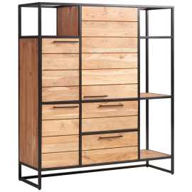 MID.YOU VYSOKÁ KOMODA, akácia, čierna, medová, 128/145/42 cm.