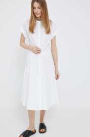 Šaty Lauren Ralph Lauren biela farba, midi, áčkový strih.