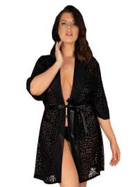 Γυναικεία ρόμπα Obsessive oversized μαύρο (Jagueria peignoir) 6XL.
Ψάχνετε για μια μοντέρνα και σέξι ρόμπα; Τότε αυτή η ρόμπα Obsessive είναι η σωστή επιλογή.
Η Obsessive ρόμπα είναι πολύ μοντέρνα και σέξι, έτσι ώστε να αρέσει και να αναζωογονήσει την γκαρνταρόμπα σας.