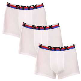 3PACK Boxers para hombre Styx goma deportiva blanco tricolor (3G2061) L.
Disfruta de una comodidad que dura todo el día con los calzoncillos bóxer para hombre Styx en una combinación de colores clásica.
Material de calidad para el máximo confort
Los calzoncillos están confeccionados con una mezcla de algodón y fibras sintéticas de primera calidad.
Diseño práctico y precisión checa
Los calzoncillos bóxer Styx tienen las perneras más cortas que no se enrollan en ningún sitio y te ofrecen la máxima libertad de movimientos.
Por qué elegir los calzoncillos bóxer Styx

Calidad checa: Diseñado y fabricado en la República Checa, lo que garantiza una mano de obra de primera calidad.
Materiales de primera calidad: Combinación de algodón, modal y elastano para el máximo confort.
Diseño universal: Perneras más cortas y elásticas de estilo deportivo para cualquier ocasión.

La ropa interior Styx es una de las más populares
La marca checa Styx es conocida entre los clientes sobre todo por sus pantalones cortos con estampados novedosos en colores atrevidos.
¿Cómo cuidar correctamente mis bóxers Styx?

Lavandería: Lavar a 30°C con un detergente suave para mantener el material suave y cómodo.
Secado: No se recomienda secar en secadora, secar los boxers al aire libre para conservar su forma.
Planchado: Si es necesario, planchar a baja temperatura para conservar la suavidad del material.

Consejo: Conviértete en una experta en mantenimiento de lencería con los consejos de nuestro artículo y dale a tus prendas favoritas el cuidado que se merecen.