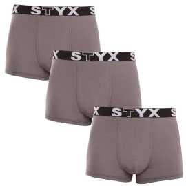 3PACK Boxers pour hommes Styx sport élastique surdimensionné gris foncé (R10636363) 3XL.
Profitez d'un confort qui dure toute la journée avec le caleçon Styx pour homme dans un coloris classique.
Matériau de qualité pour un confort maximal
Ce boxer est fabriqué à partir d'un mélange de coton et de fibres synthétiques de première qualité.
Conception pratique et précision tchèque
Les boxers Styx ont des jambes plus courtes qui ne roulent nulle part et vous donnent une liberté de mouvement maximale.
Pourquoi choisir le boxer Styx

Qualité tchèque : Conçu et fabriqué en République tchèque, ce qui garantit une qualité de fabrication optimale.
Matériaux de première qualité : Combinaison de coton, de modal et d'élasthanne pour un maximum de confort.
Conception universelle : Des jambes plus courtes et un élastique sportif élégant pour toutes les occasions.

Les sous-vêtements Styx sont l'un des plus populaires.
La marque tchèque Styx est surtout connue des consommateurs pour ses shorts aux motifs originaux et aux couleurs vives.
Comment entretenir correctement mon boxer Styx ?

Blanchisserie : Laver à 30°C avec un détergent doux pour conserver la douceur et le confort de la matière.
Séchage : Il n'est pas recommandé de les sécher au sèche-linge, mais à l'air libre afin de préserver leur forme.
Repassage : Si nécessaire, repassez à basse température pour préserver la souplesse de la matière.

Conseil : Devenez un expert de l'entretien de la lingerie les conseils de notre article et donnez à vos pièces préférées le soin qu'elles méritent.
