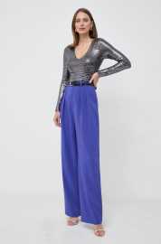 Nohavice Custommade Penny dámske, fialová farba, rovné, vysoký pás, 999425550.