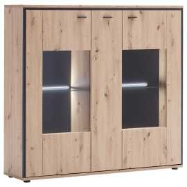 MID.YOU VYSOKÁ KOMODA, antracitová, farba duba, 153/143/38 cm.