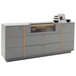 MID.YOU ŠIROKÁ KOMODA, sivá, farba duba, 196/87/44 cm.