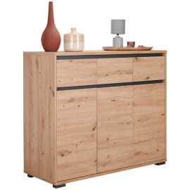 Carryhome KOMODA, antracitová, farba duba, 120/103/48 cm.