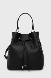 Kožená kabelka Hugo čierna farba.