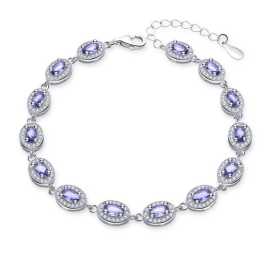 MOISS Luxusný strieborný náramok s fialovými zirkónmi B0000672.