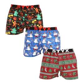 3PACK Herenboxershort Styx art sport rubber veelkleurig (3B16814) S.
Op zoek naar shorts die comfort, originaliteit en vakmanschap combineren?
Kwaliteitsmateriaal voor maximaal comfort
Styx shorts zijn gemaakt van 100% katoen, wat betekent dat ze ademend, licht en comfortabel aanvoelen.
Stijlvolle look en functionele snit
Dankzij de lossere snit geeft de short je maximale bewegingsvrijheid, die je niet alleen overdag, maar ook tijdens het sporten zult waarderen.
Waarom hou je van Styx shorts?

100% katoen voor veel comfort: Ademend en comfortabel materiaal.
Tsjechische kwaliteit: De shorts worden volledig gemaakt in Tsjechië.
Losse pasvorm voor maximaal comfort: Ideaal voor dagelijks gebruik en ontspanning.
Stijlvolle ontwerpen: Geen saaie lade, maar een goede dosis originaliteit en stijl.

Het Tsjechische merk Styx biedt plezier en topkwaliteit
Styx ondergoed zal vooral populair zijn bij mensen voor wie individualiteit belangrijk is.
Hoe zorg je voor ze?
Om ervoor te zorgen dat je shorts zo lang als nieuw meegaan, raden we je aan deze richtlijnen te volgen.

Wasgoed: Machinewas op 30 °C om de zachtheid van het katoen te behouden.
Droger: Het is niet aan te raden om de shorts in de droger te drogen, laat ze liever vrij aan de lucht drogen.
Strijken: Je kunt de shorts op middelhoog vuur strijken om schade aan het materiaal te voorkomen.

Tip: Word een expert in lingerieonderhoud met het advies in ons artikel en geef je favoriete lingerie de zorg die ze verdient.